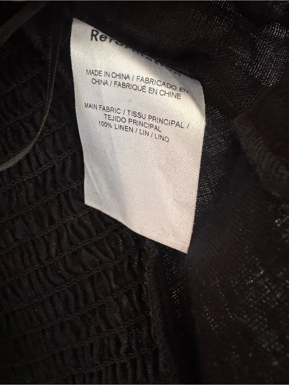 Reformation Arancini Linen Top in Black